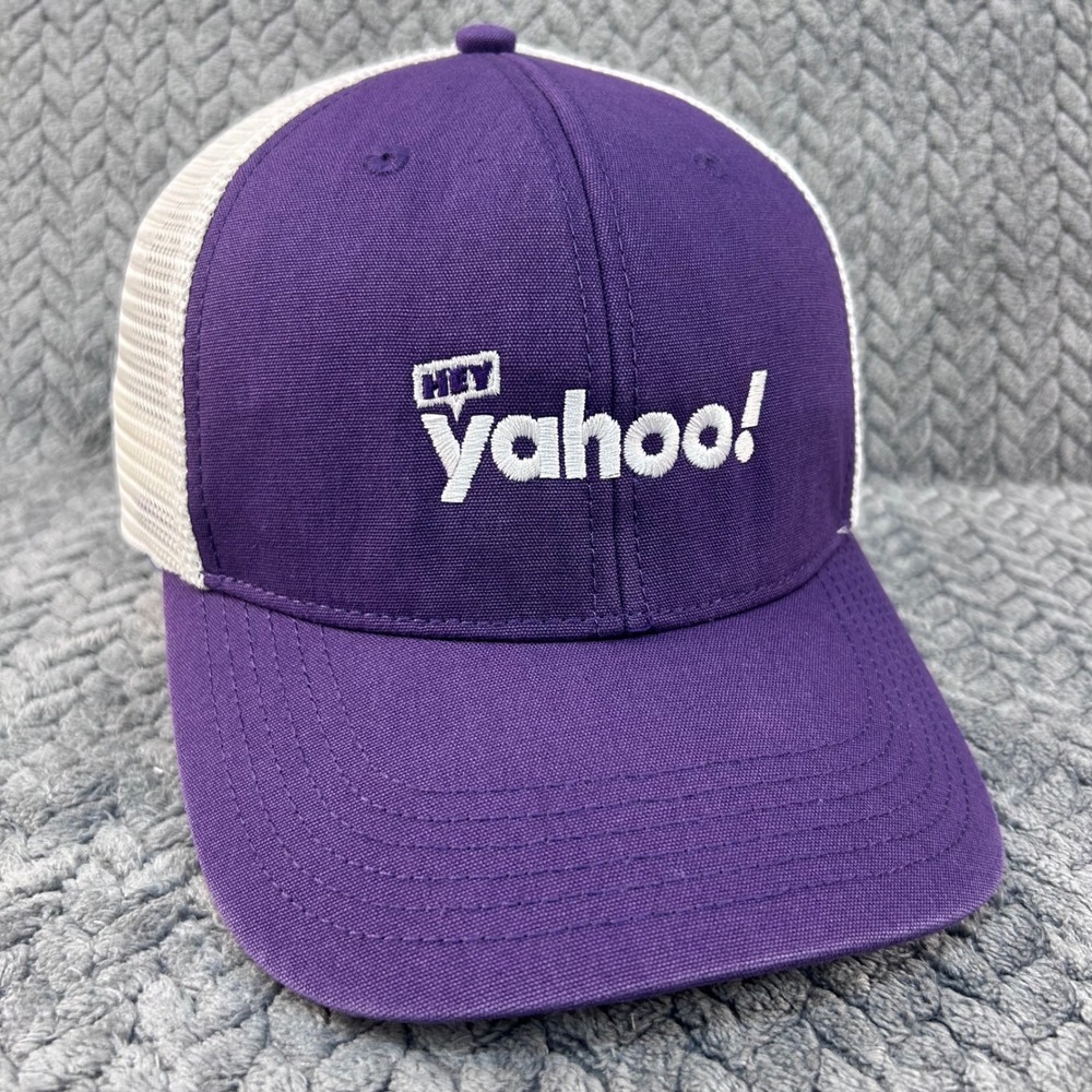 Hey Yahoo! Logo Unisex Purple Legacy Trucker Hat Snapback Mesh Cap OSFA